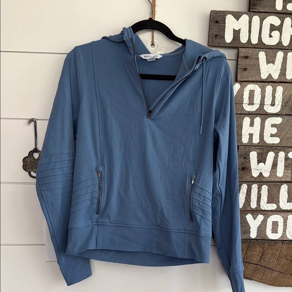 Athleta Blue Quarter-Zip Hooded Jacket